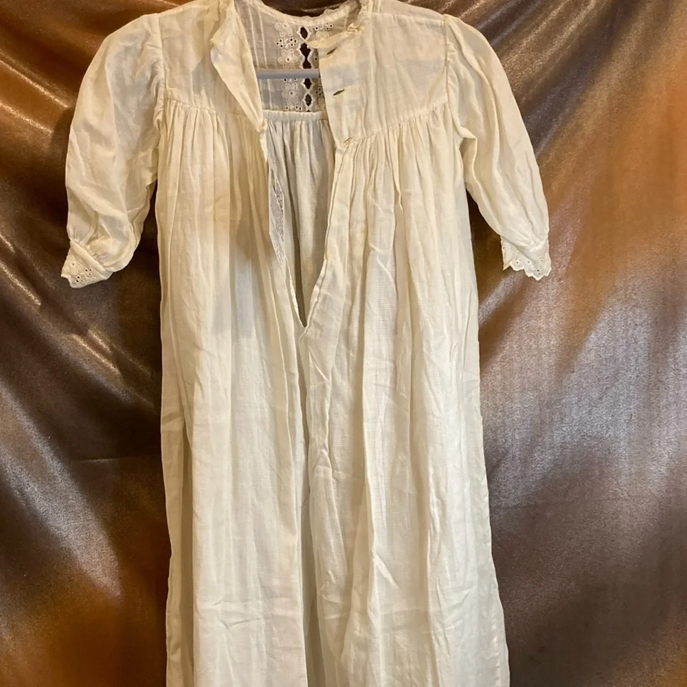 Vintage 2t- 3t‎ Ivory Lace Nightgown linen long 1930’s box P